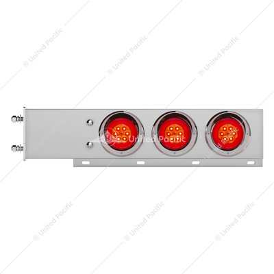 3-3/4" Bolt Pattern Chrome Spring Loaded Light Bar With 6X 4" 16 Red LED Turbine Lights (Pair)