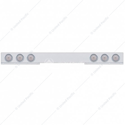 Chrome 1 Piece Rear Light Bar With Six 10 LED 4" Lights & Visors - Red LED/Clear Lens