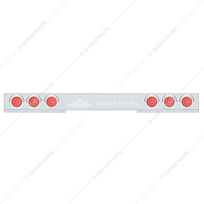 Chrome 1 Piece Rear Light Bar With Six 36 LED 4" Lights & Visors - Red LED/Red Lens