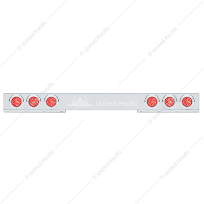 Stainless 1 Piece Rear Light Bar With 6X 36 LED 4" Lights & Visors - Red LED/Red Lens