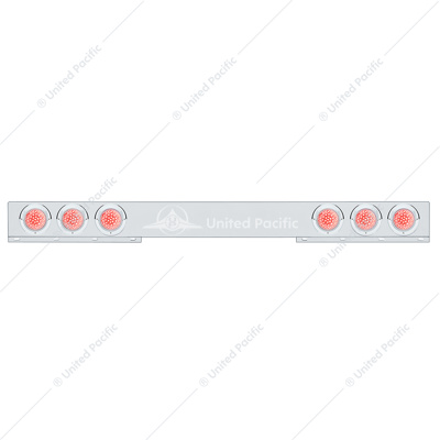 Stainless 1 Piece Rear Light Bar With 6X 36 LED 4" Lights & Visors - Red LED/Clear Lens