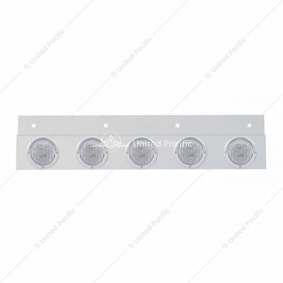 Stainless Top Mud Flap Plate With 5X 9 LED 2" Lights & Visors - Red LED/Clear Lens (Each)