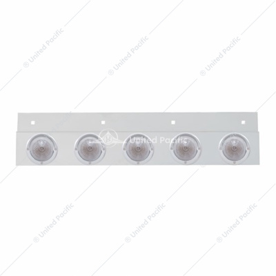 Stainless Top Mud Flap Plate With 5X 9 LED 2" Beehive Lights & Visors - Red LED/Clear Lens (Each)