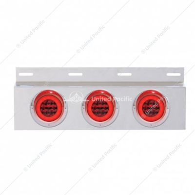 Stainless Top Mud Flap Plate With 3X 21 LED 4" GloLight & Visors - Red LED/Red Lens (Each)