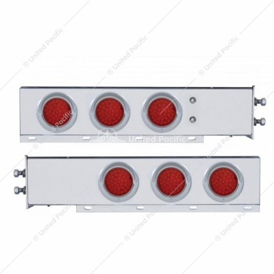 2" Bolt Pattern SS Spring Loaded Bar With 6X 36 LED 4" Lights & Visors -Red LED & Lens (Pair)