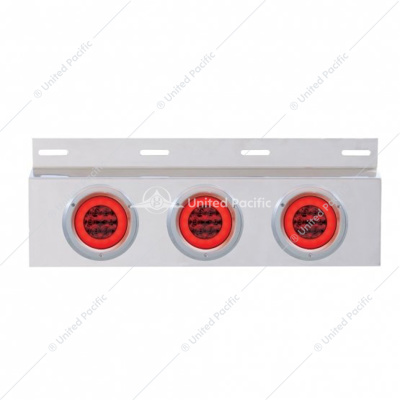 Stainless Top Mud Flap Plate With 3X 21 LED 4" GloLight & Bezels - Red LED/Red Lens (Each)