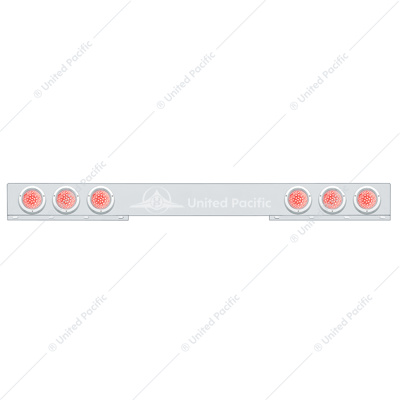 Stainless 1 Piece Rear Light Bar With 6X 36 LED 4" Lights & Bezels - Red LED/Clear Lens