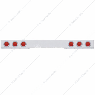 Stainless 1 Piece Rear Light Bar With 6X 7 LED 4" Reflector Lights & Bezels - Red LED/Red Lens