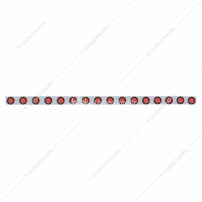 79-1/2" Stainless Bumper Light Bracket With 16X 9 LED 2" Light & Grommets - Red LED/Red Lens
