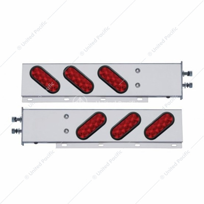 2-1/2" Bolt Pattern SS Spring Loaded Bar With 6 Oval 10 LED Lights -Red LED & Lens (Pair)