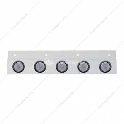 Stainless Top Mud Flap Plate With 5X 9 LED 2" Lights & Grommets - Red LED/Clear Lens (Each)