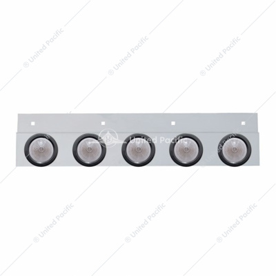Stainless Top Mud Flap Plate With 5X 9 LED 2" Beehive Lights & Grommets - Red LED/Clear Lens (Each)