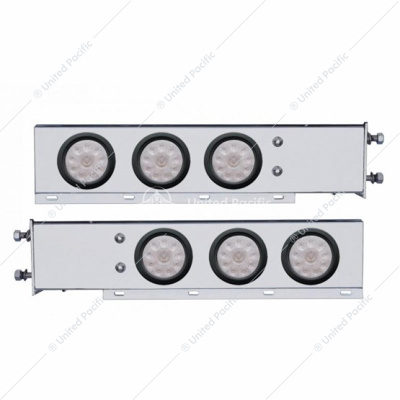 2-1/2" Bolt Pattern SS Spring Loaded Bar With 6X 4" 10 LED Lights -Red LED/Clear Lens (Pair)