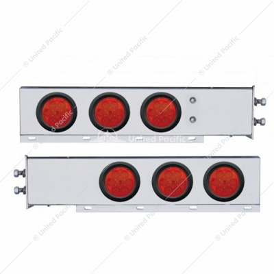 2" Bolt Pattern SS Spring Loaded Bar With 6X 4" 7 LED Lights -Red LED & Lens (Pair)