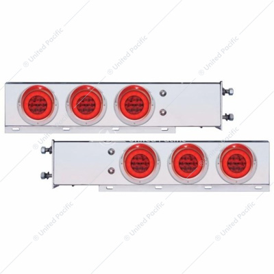 3-3/4" Bolt Pattern Stainless Spring Loaded Light Bar With 6X 21 LED 4" GloLight (Pair)