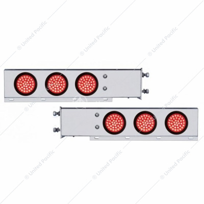 3-3/4" Bolt Pattern SS Spring Loaded Bar With 6X 36 LED 4" Lights -Red LED & Lens (Pair)