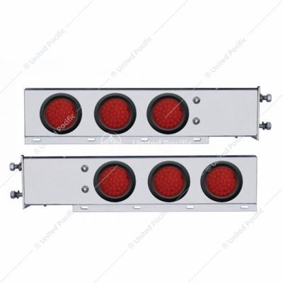 2-1/2" Bolt Pattern SS Spring Loaded Bar With 6X 36 LED 4" Lights -Red LED & Lens (Pair)