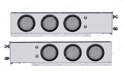 2-1/2" Bolt Pattern SS Spring Loaded Bar With 6X 36 LED 4" Lights -Red LED/Clear Lens (Pair)