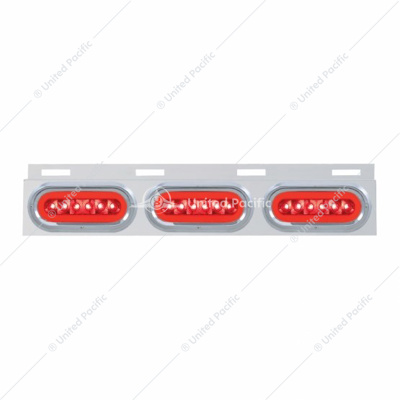 Stainless Top Mud Flap Bracket With 3X 22 LED 6" Oval GloLight & Visors - Red LED/Red Lens (Each)