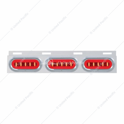 Stainless Top Mud Flap Bracket With 3X 22 LED 6" Oval GloLight & Visors - Red LED/Clear Lens (Each)