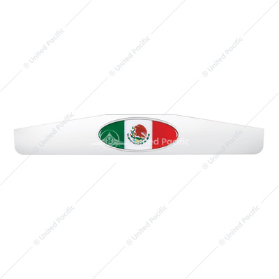 4" x 24" Chrome Bottom Mud Flap Weight With Oval Mexico Flag Emblem