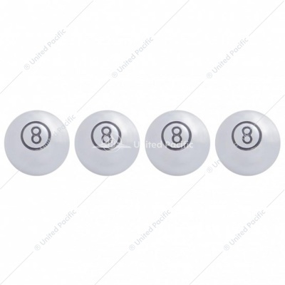Chrome Large "8" Ball Valve Caps (4-Pack)