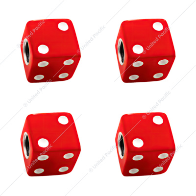 Red Dice Valve Caps With White Dots (Set of 4)