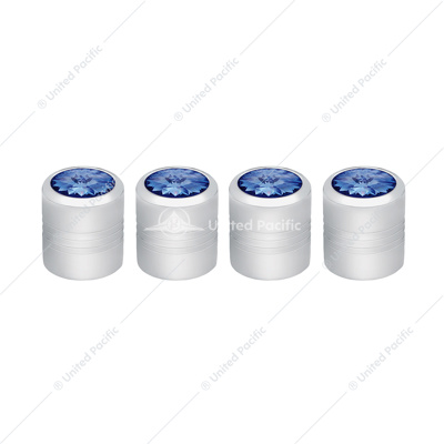 Chrome Round Valve Caps With Color Crystal (4-Pack)