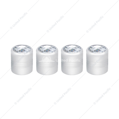 Chrome Round Valve Caps With Clear Crystal (4-Pack)