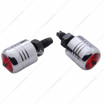 Chrome Aluminum License Plate Fastener With Red Crystal (2-Pack)