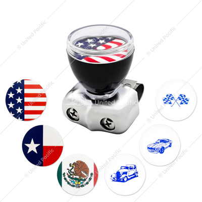 Vintage Steering Wheel Spinner With Clear Removable Top & Additional Flag Inserts