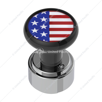 Thread-On Gearshift Knob With 9/10 Speed Adapter & US Flag Sticker - Black