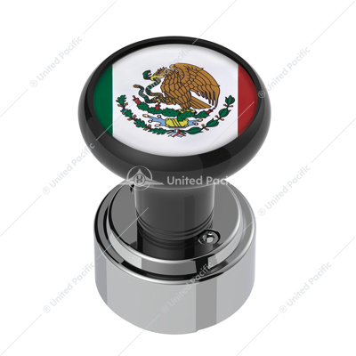 Thread-On Gearshift Knob With 9/10 Speed Adapter & Mexico Flag Sticker - Black