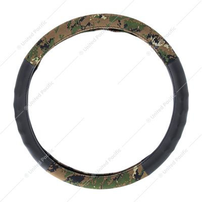 18" Cloth & Suede Camouflage Steering Wheel Cover - Digital Woodland Style