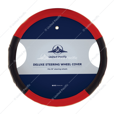 18" Duo Tone Steering Wheel Cover - Black & Red