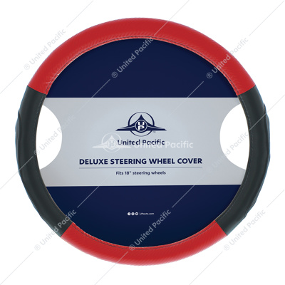 18" Carbon Fiber Pattern Steering Wheel Cover - Red Stitching