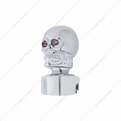 Skull Head Gearshift Knob With 13/15/18 Speed Adapter - Chrome