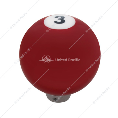 Number 3 Pool Ball Gearshift Knob - Gloss Red