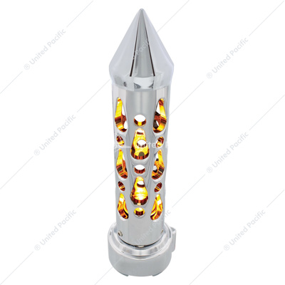 Brooklyn Style Spike Gearshift Knob With LED 9/10 Speed Adapter - Chrome/Amber LED