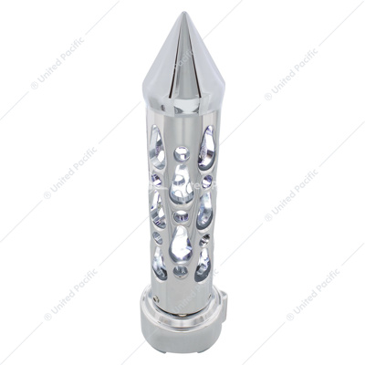 Brooklyn Style Spike Gearshift Knob With LED 9/10 Speed Adapter - Chrome/White LED