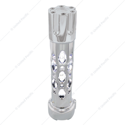 Austin Style Gun Cylinder Gearshift Knob With LED 9/10 Speed Adapter - Chrome/White LED