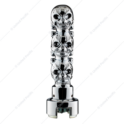3-Skulls Gearshift Knob With 13/15/18 Speed Adapter - Chrome