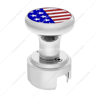Thread-On Gearshift Knob With 13/15/18 Speed Adapter & US Flag Sticker - Chrome
