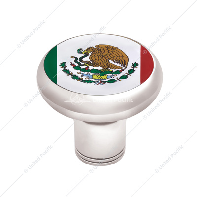 1/2"-13 Thread-On Gearshift Knob With Mexico Flag Sticker - Chrome