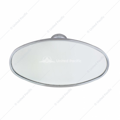 Oval Chrome Plated Aluminum Interior Rear View Mirror With Glue-On Mount
