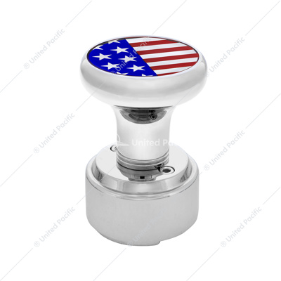 Thread-On Gearshift Knob With 9/10 Speed Adapter & US Flag Sticker - Chrome