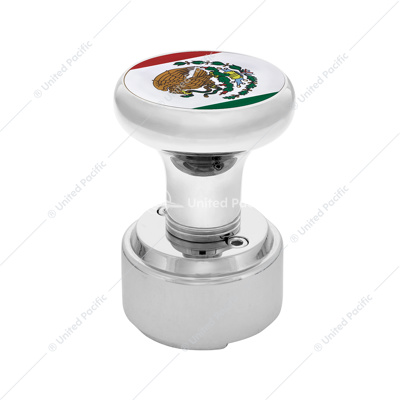 Thread-On Gearshift Knob With 9/10 Speed Adapter & Mexico Flag Sticker - Chrome