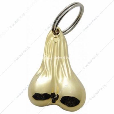 2-1/2" Small Die-Cast Low-Hanging Balls Novelty Key Chain - Gold (Bulk)