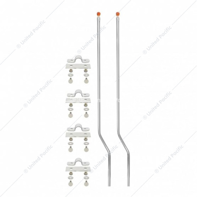 Stainless Bumper Guide Kit With Skull Top - Amber (Pair)