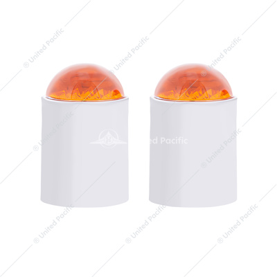 United Pacific Dome Lens Bumper Guide Top with Chrome Base Amber 2 Pack